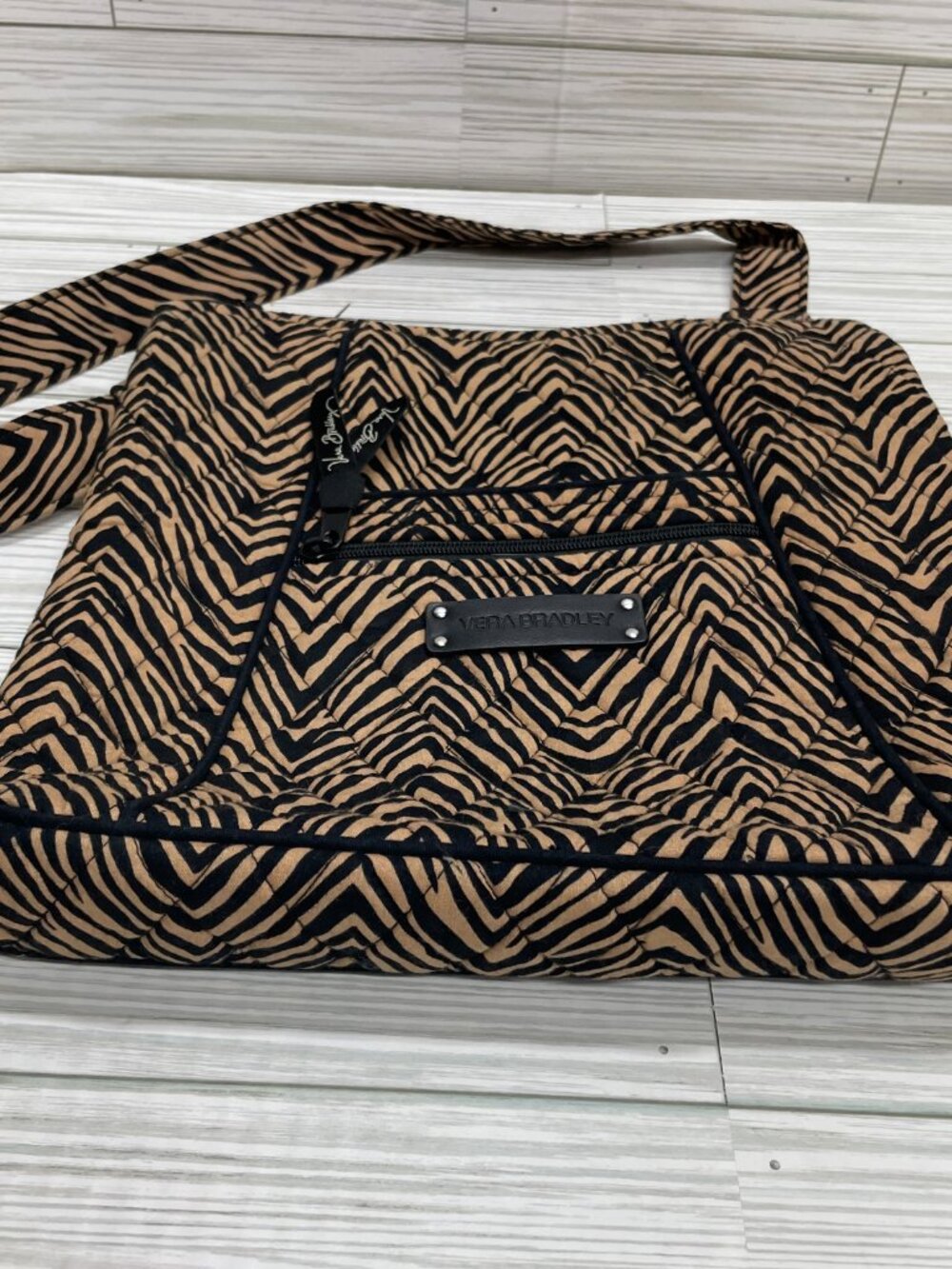 Vera Bradley Brown Black Zebra Pattern Cotton Crossbody Purse Bag - Picture 10 of 10